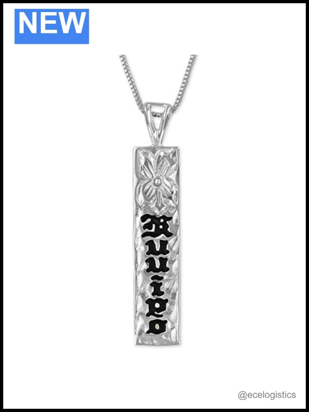 Sterling Silver Reversible Kuuipo Bar Pendant Necklace 18" Box Chain